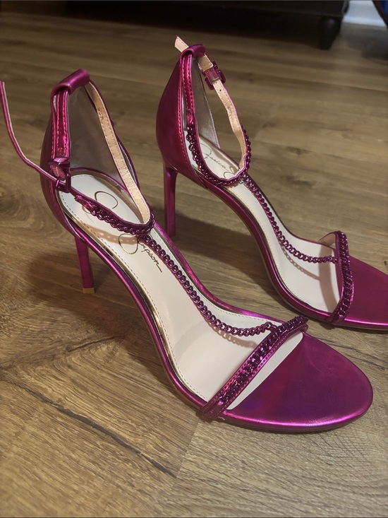 Jessica Simpson Shoes - Jessica Simpson Metallic Fuchsia Strappy Stiletto Sandals